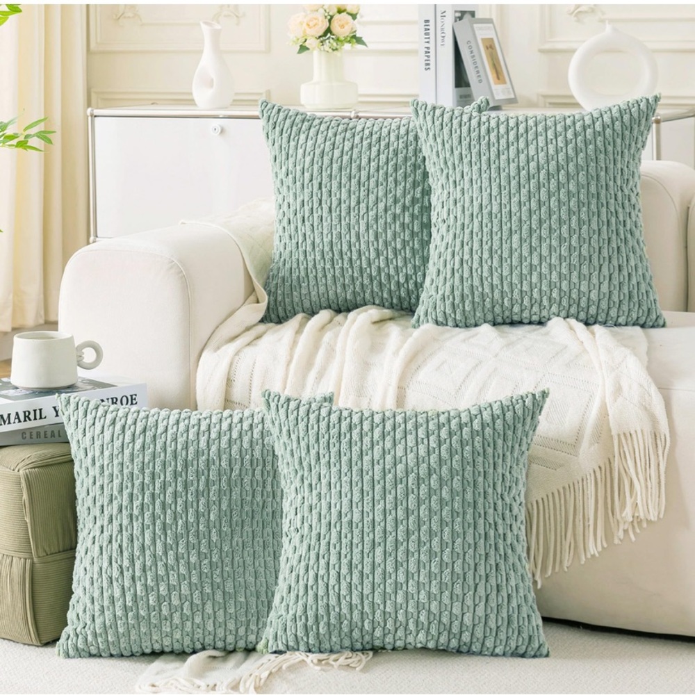 Cozoomy Light Teal Throw Pillow Covers-Set of 4
